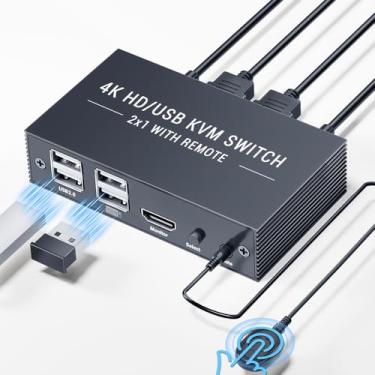 Imagem de Qualidade 4K*2K Ultra HD, 60Hz, KVM Switch, Hdmi Switch, Switch Usb, KVM, Mouse e Teclado Podem Ser Conectados, Multifuncional Switcher