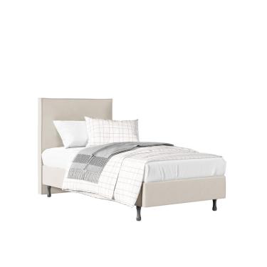 Imagem de Conjunto Cama Solteiro One E Cabeceira Veludo Pés Madeira bege