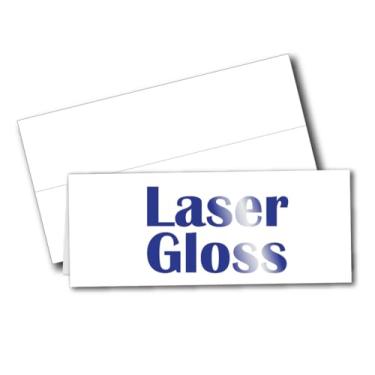 Imagem de Cartões de barraca de nome brilhantes para impressão a laser - Grande 8,5 cm x 28 cm - Papel dobrável em branco para placecards/cartões de mesa - Apenas para impressoras a laser - Pacote com 25