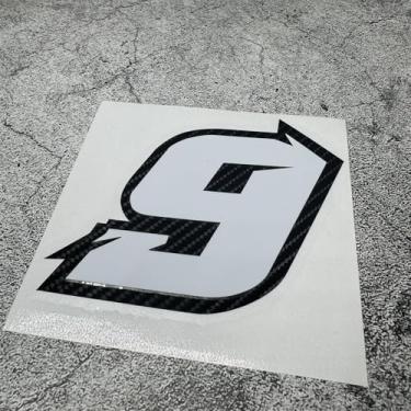 Imagem de Adesivos de fibra de carbono, fita numérica de corrida motorizada para capacete, bicicleta, ciclismo, caixa de tanque de óleo, estilo de carro (9, altura 10 cm)