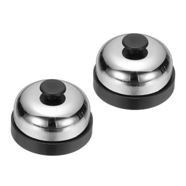 Imagem de PATIKIL Call Bell, 7,2 cm pequeno anel de serviço de mesa campainhas para recepção recepção balcão jantar bar hotel sala de aula, preto, prata, pacote com 2