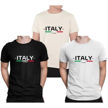 Imagem de Kit 3 Camisetas Masculino Italy 100% Algodão Dia a Dia, Trabalho, Treino, Academia, Corrida-Masculino