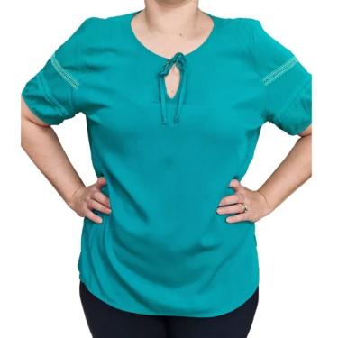 Imagem de Blusa Feminina MC Detalhada Verde Plus Size R &amp; C