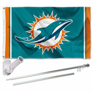 Imagem de Kit de mastro e suporte para bandeira dos golfinhos de Miami WinCraft