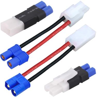 Imagem de DKARDU 2 pares EC3 para adaptador de conector macho fêmea Tamiya, adaptador macho EC3 fêmea para conector de fio Tamiya calibre 14 5 cm para carregador de bateria RC Lipo ESC RC carro caminhão drones