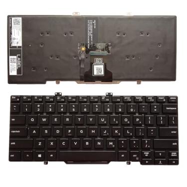 Imagem de Siakoocty Teclado de substituição para laptop US Layout para Latitude E7400 7400 0RDV0V RDV0V sem moldura, sem trackpoint, retroiluminado preto