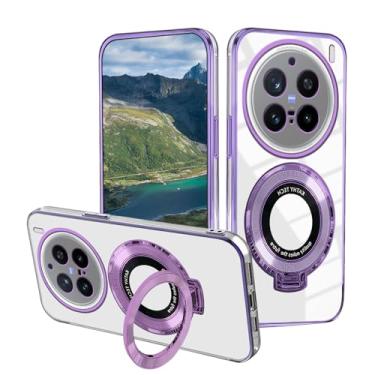 Imagem de Wousunly Capa compatível com vivo X200 Ultra com suporte magnético, para celular vivo X200 Ultra, acessórios transparentes de silicone, capa protetora original de luxo à prova de choque (roxa)