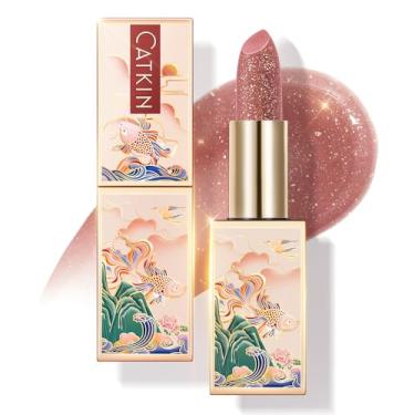 Imagem de CATKIN Bálsamo labial com glitter, hidratante labial ultra hidratante, cuidado labial com vitamina E, nutritivo para lábios rachados e secos, 3,4 g C15 Destiny - vinho tinto