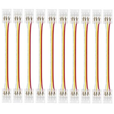 Imagem de LightingWill Conectores de LED 3 pinos 10 mm, conector jumper transparente sem solda, conector de luz de fita LED 3 condutores para SMD 5050 tiras de LED de cor única