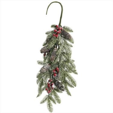 Imagem de Galho Pendente Nevado Com Pinhas Berries Enfeite Natal 70Cm - Magizi