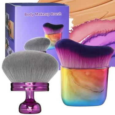 Imagem de Pincel de maquiagem corporal extragrande para autobronzeador, maquiagem de pernas e mistura de bronzeador, pacote com 2 pincéis Kabuki de cabeça larga oferecem aplicação mais uniforme e bonita, pincel