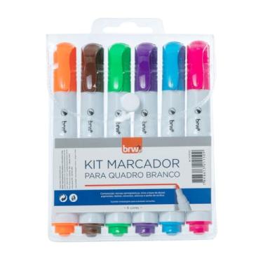 Imagem de Pincel Marcador Quadro Branco Blister com 6 Cores, BRW
