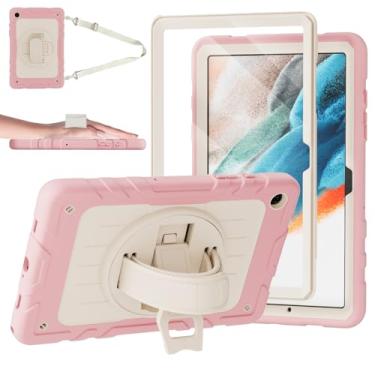 Imagem de Stweap Capa para Samsung Galaxy Tab A9+/A9 Plus 11 polegadas 2023 (SM-X210/X216/X218), capa protetora resistente à prova de choque com protetor de tela, suporte giratório e alça de mão/ombro (rosa +