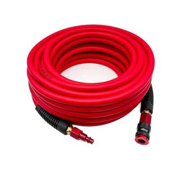 Imagem de SYXQT Mangueira De Ar Híbrida 1/4 Pol. X 50 Pés, Compressor 300 Psi Para Serviço Pesado, Leve, Resistente A Torções, Flexibilidade Todas As Condições Climáticas Com Engate Rápido Giratório Alumínio