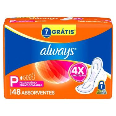 Imagem de Absorvente Always Fluxo Médio Com Abas 48 Unidades