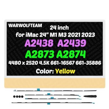 Imagem de WARWOLFTEAM Compatível com iMac A2438 A2439 A2873 A2874 M1 M3 2021 2023 All in One Retina EMC 3663 3664 8206 8207 61.0 cm 4.5K LCD Screen Assembly LG204A-215(61.0 cm) 61-16 567 661-35886 Amarelo)
