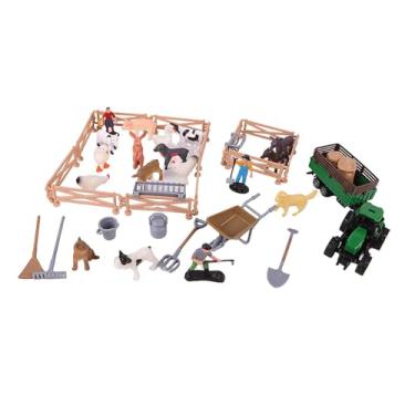 Imagem de Esquirla Figuras de animais de fazenda, modelos de figuras, cenário, jardim de fadas, decoração realista, mesa de areia, cena de brinquedo, micro paisagem para, 42 PeÇas