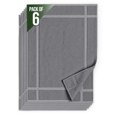 Imagem de Pearl Linens Pacote com 6 tapetes de banho de algodão laváveis 45 x 63 cm - Conjunto de tapetes de banheiro macios e absorventes, não tapetes de banheiro após o chuveiro, tapete de banheira felpudo