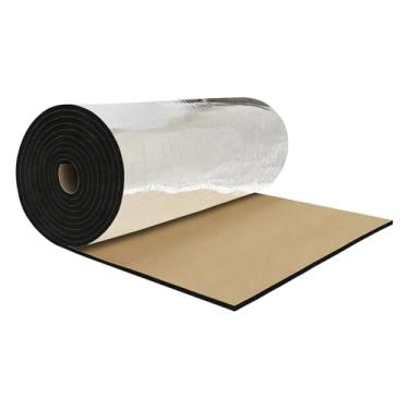 Imagem de X AUTOHAUX 237 mil 6 mm 0,31 m² Tapete de amortecimento de som de carro material de proteção térmica de folha de alumínio para capô, barco, capa de motor 200 x 50 cm, losango prateado