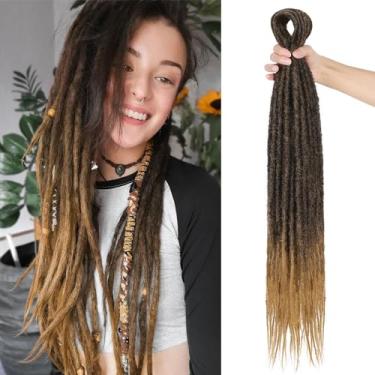 Imagem de LADY MIRANDA Extensões de dreadlock de extremidade dupla de 61 cm 10 fios de extensões de dreadlock sintético Dreadlock Extensões Fashinable Dreads Extensões Locs Extensions para mulheres e homens (1B