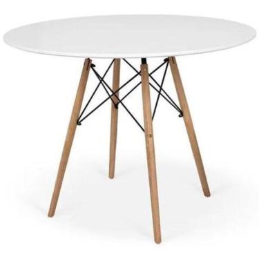 Imagem de Mesa De Jantar Redonda Eames Eiffel Wood 90Cm Branca