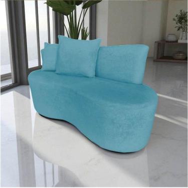 Imagem de Namoradeira Sofá 2 Lugares Yara Orgânica Suede Azul Turquesa - Mazzero
