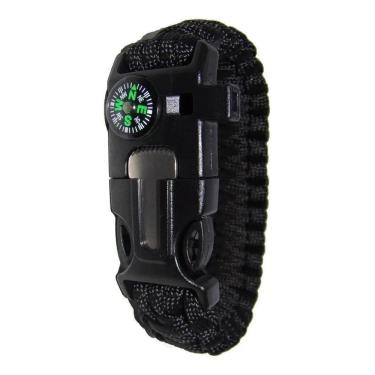 Imagem de 2X Pulseira Bracelete Sobrevivência Apito + Pederneira