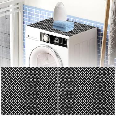 Imagem de Pacote com 2 protetores de lavadora e secadora, 60 x 60 cm, capa antiderrapante para máquina de lavar, capa superior de lavadora resistente ao desgaste para lavanderia, cozinha, casa, tapete de
