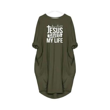 Imagem de Vestido Casual De Verão plus Size Para Mulheres Com Estampa JESUS SALV
