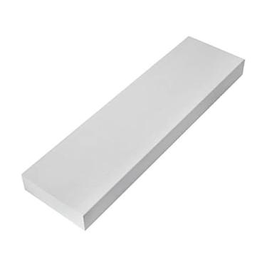 Imagem de MIKASA Prateleira grossa para quarto, sala de estar, banheiro, cozinha, berçário com suporte de mastro, 91 cm, branca