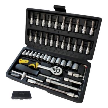 Imagem de 3X Kit Ferramenta Jogo Chave Catraca Maleta Repara Moto Carr