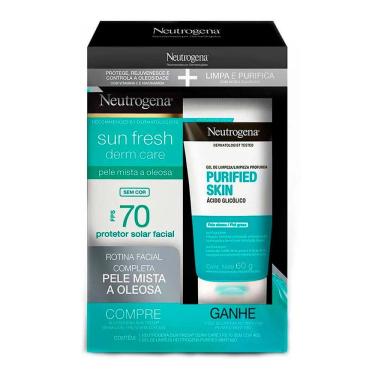 Imagem de Protetor Solar Neutrogena Sun Fresh Derm Care FPS 70 Sem Cor 40g e Ganhe Gel de Limpeza Purified Skin 60g