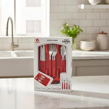 Imagem de Jogo De Talheres Inox Faqueiro Com Porta Talher 25 Peças Cozinha - XPE