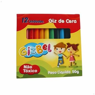 Imagem de Giz de Cera 12 Cores Fino 50g - Gizbel