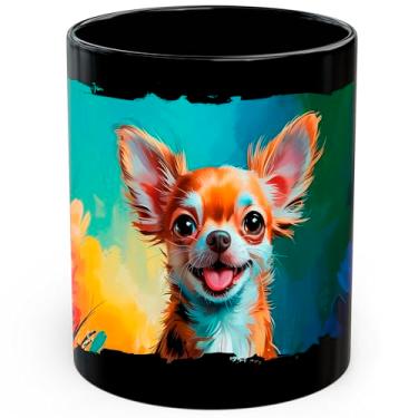 Imagem de Caneca de café de cerâmica Chihuahua 325 ml Tiny Toy Dog Lover - Caneca de chá e café com aderência confortável - Copo de presente divertido exclusivo para escritório ou casa - Impressão vibrante de