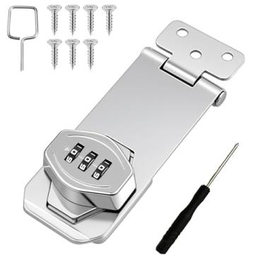 Imagem de Wopanxye Fechaduras rotativas de combinação sem chave, trava deslizante com senha de 3 dígitos, trava antifurto de segurança, para armários, gaveta, armário de arquivo, garagem, porta de celeiro (10