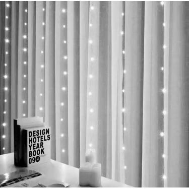 Imagem de Cortina LED 3x3 Metros 240 Lâmpadas Efeito Cascata Branco Frio BIvolt 