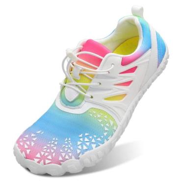 Imagem de Sapatos aquáticos L-RUN Barefoot Aqua Sock Hiking brancos para mulhere