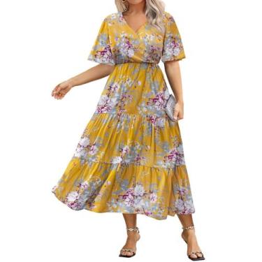 Imagem de Vestido IN'VOLAND Plus Size, casual, de verão, com estampa floral boho