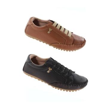 Imagem de Kit 2 pares de Tênis Mocatênis Feminino - Clara Maria, Caramelo, Preto