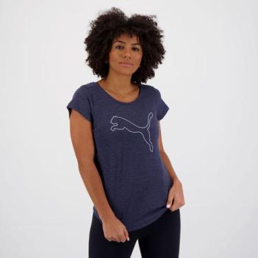 Imagem de Camiseta Puma Performance Heather Cat Feminina Marinho, P