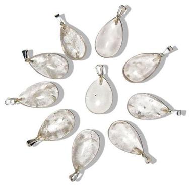 Imagem de 100 Gotas de Cristal Pedra Quartzo Pingente Banhado a Prata - Pacote c