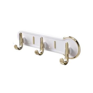 Imagem de Cabide leve e luxuoso, suporte de carga forte, sem perfuração, pendurar na parede do banheiro, gancho adesivo para pendurar na parede, suporte de parede (branco)