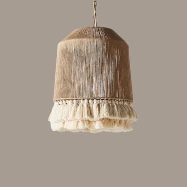 Imagem de Luminária pendente Boho de vime trançado à mão, gaiola de corda de cânhamo, lustre costeiro Boho, vintage, moderno de meados do século, luminária suspensa de teto para cozinha, ilha, quarto,