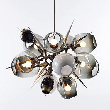 Imagem de Lustre moderno de sala de estar com LED, novidade, luzes suspensas para loft, restaurante, lâmpadas suspensas, iluminação para quarto, luminárias nórdicas de decoração (10 cabeças, preto, br