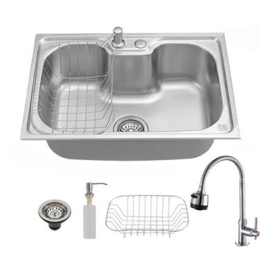 Imagem de Cuba para cozinha gourmet pia aço inox com acessórios Nawa 60 cm Pingo