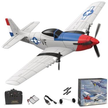 Imagem de Avião RC ANBURI P51 para iniciantes de 3 canais com giroscópio de 6 ei