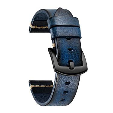 Imagem de BINLUN Pulseira Couro Legítimo Curtimento Vegetal Artesanal Couro Nobre Homens Mulheres Fivela Preta Prateada 5 Tamanhos 26mm Azul Fivela Preto