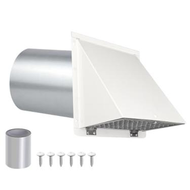 Imagem de Tampa de ventilação de secador de 10 cm capa de ventilação de parede capa de saída de exaustão, kit de ventilação de secador externo com tela e amortecedor para ventilação de ar do duto do secador