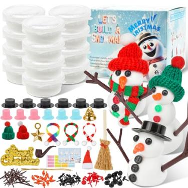 Imagem de KESOCORAY 12 Pack Build a Snowman Kit with Personalized Name Tags,Indoor Christmas Crafts for Kids, Air Dry Modeling Clay, DIY Snowman Decorations Stocking Stuffers (Girls/Boys)